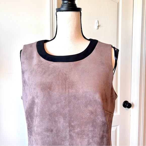 TOMMY HILFIGER Faux Suede Microfiber Sleeveless Asymmetrical Sheath Dress—SZ. 12 - Picture 4 of 11